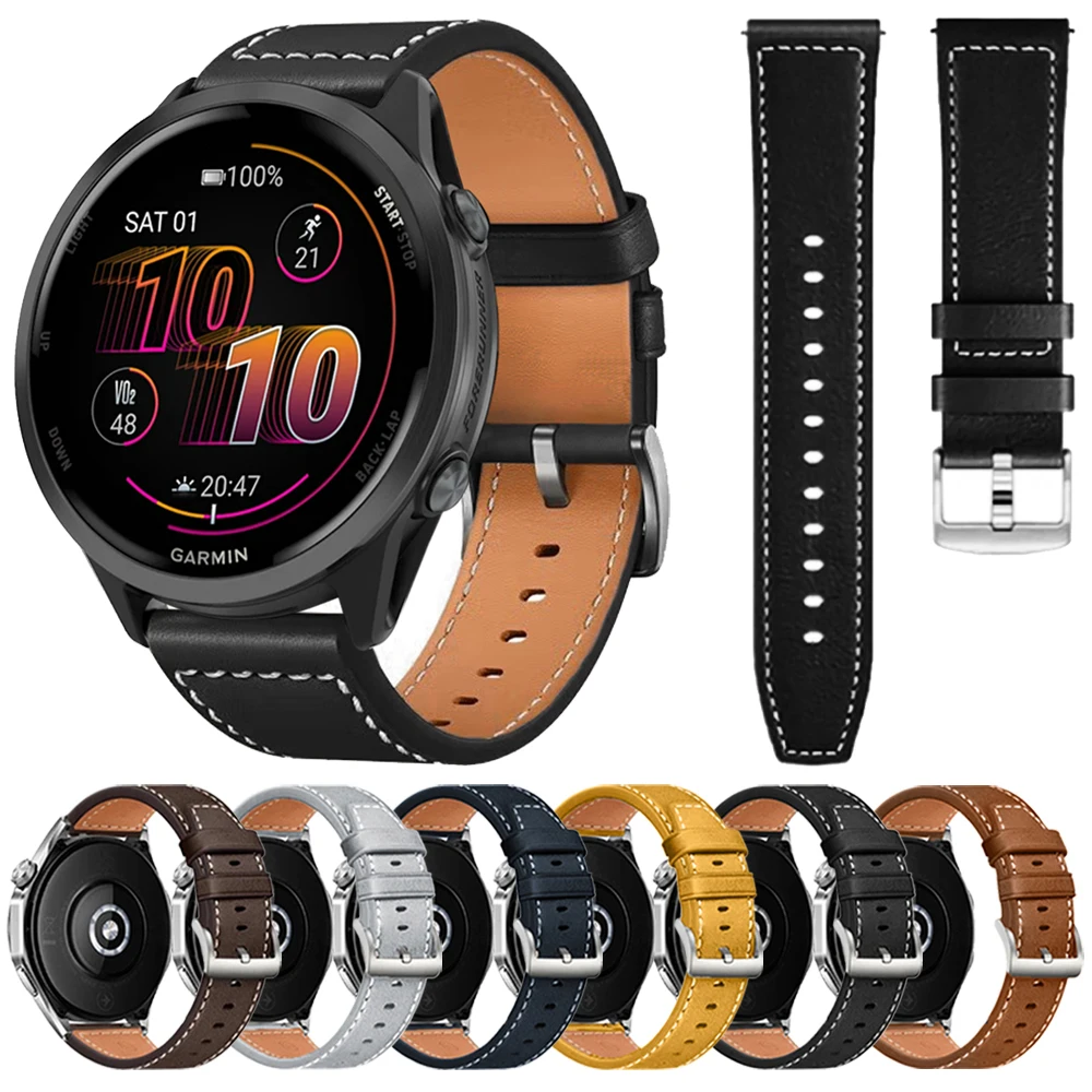20 mm 22 mm Lederarmband für Garmin Forerunner 570 265 255 245 645 55 165/Venu 3 SQ 2 Plus/Vivoactive 4 5 6 Ersatzarmband