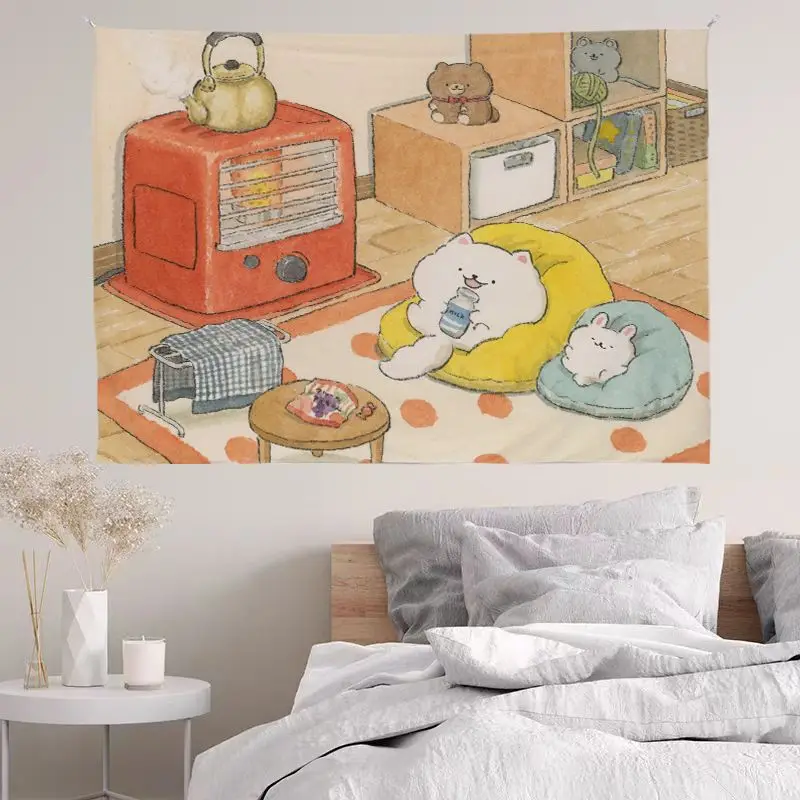 

15 Options Available！Adorable Puppy Background Cloth， Cartoon Wall Decor for Nursery & Bedroom, Cozy Atmosphere，Room Makeover