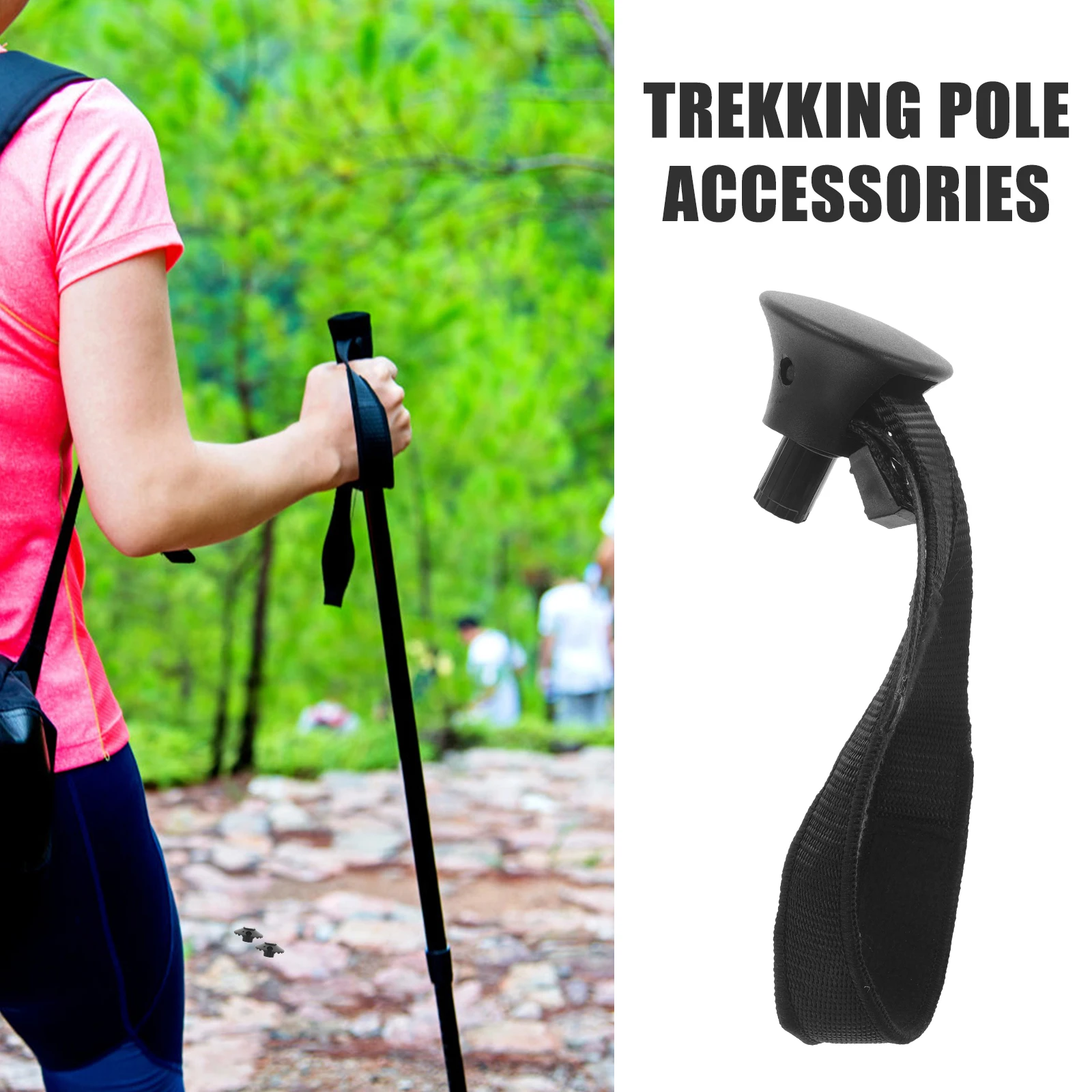 

Trekking Pole Wrist Straps Black Adjustable Compatible Outdoor Sports Accessories Hiking Gear Ski Straps