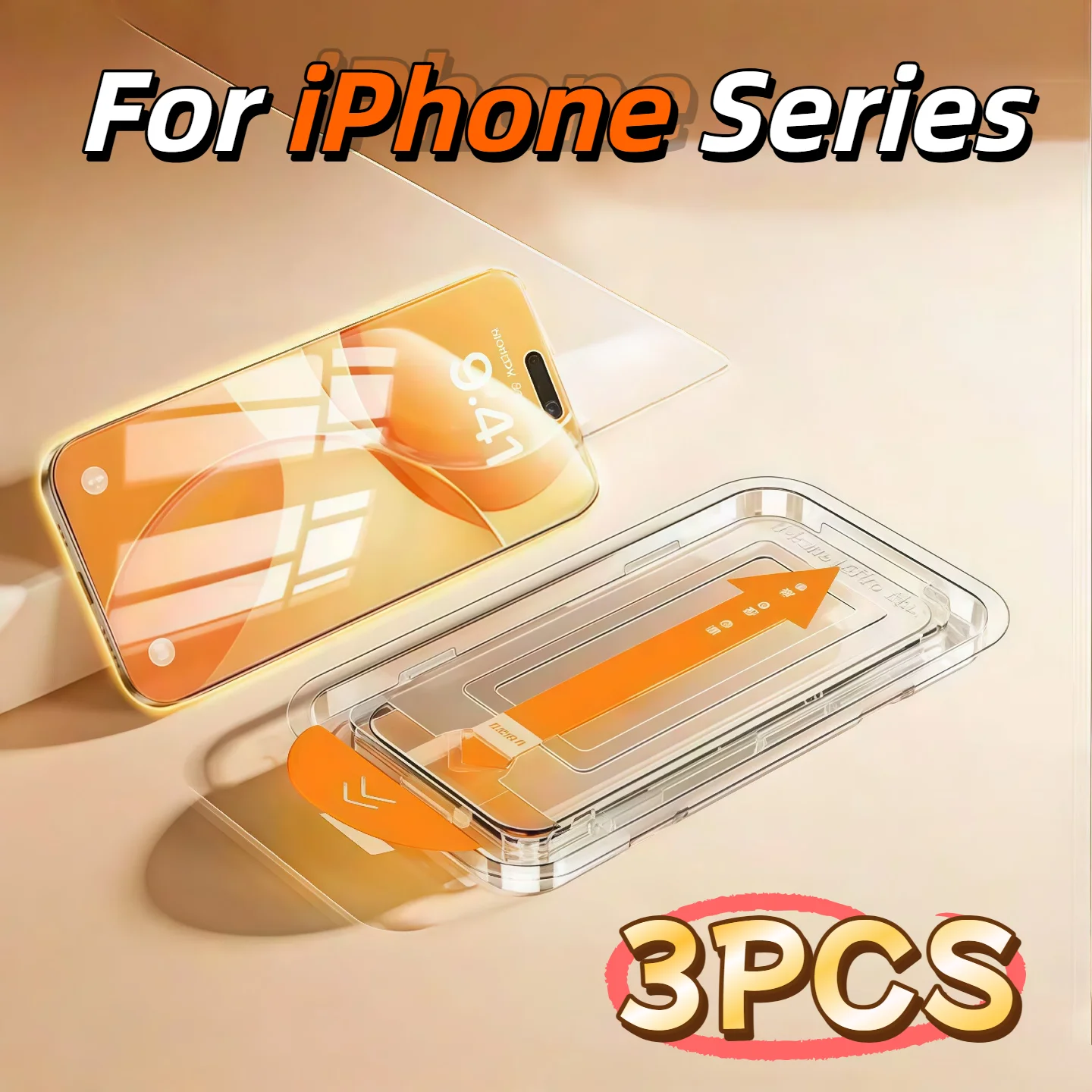 

Комплект из 3 защитных стекол для iPhone 17 Pro Max, 16e, 16, 15, 14, 13, 12, 11, XR, XS Plus с установочным набором для снятия