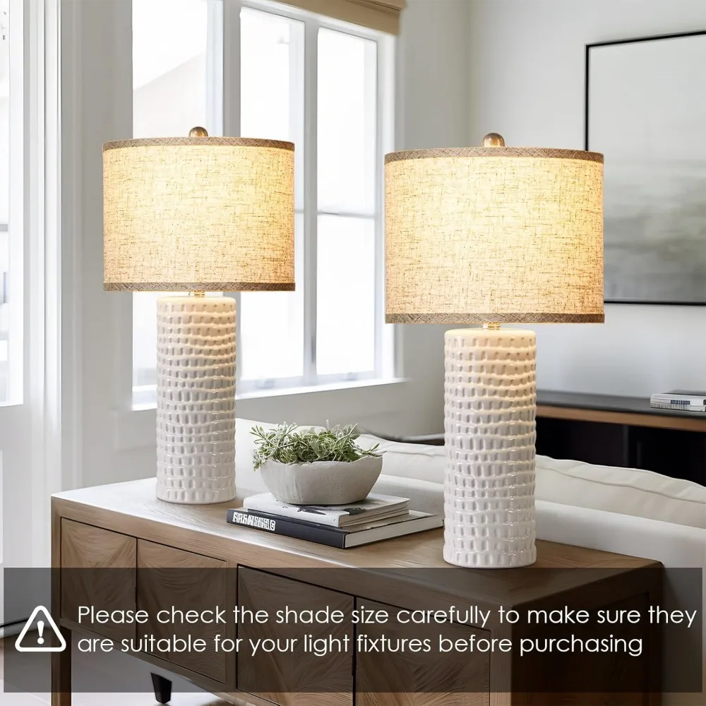 램프 갓 2개 세트, 드럼형 램프 갓 상단 13인치 x 하단 13인치 x 높이 10인치, 스파이더 피팅 포함, 테이블용 대형 교체 램프 갓