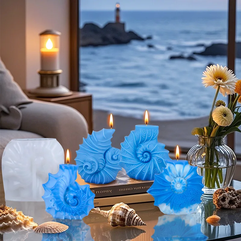 

Three-dimensional Conch Scented Candle Silicone Mold Diy Marine Diffuser Stone Plaster Epoxy Resin Molds Candle Making Kit
