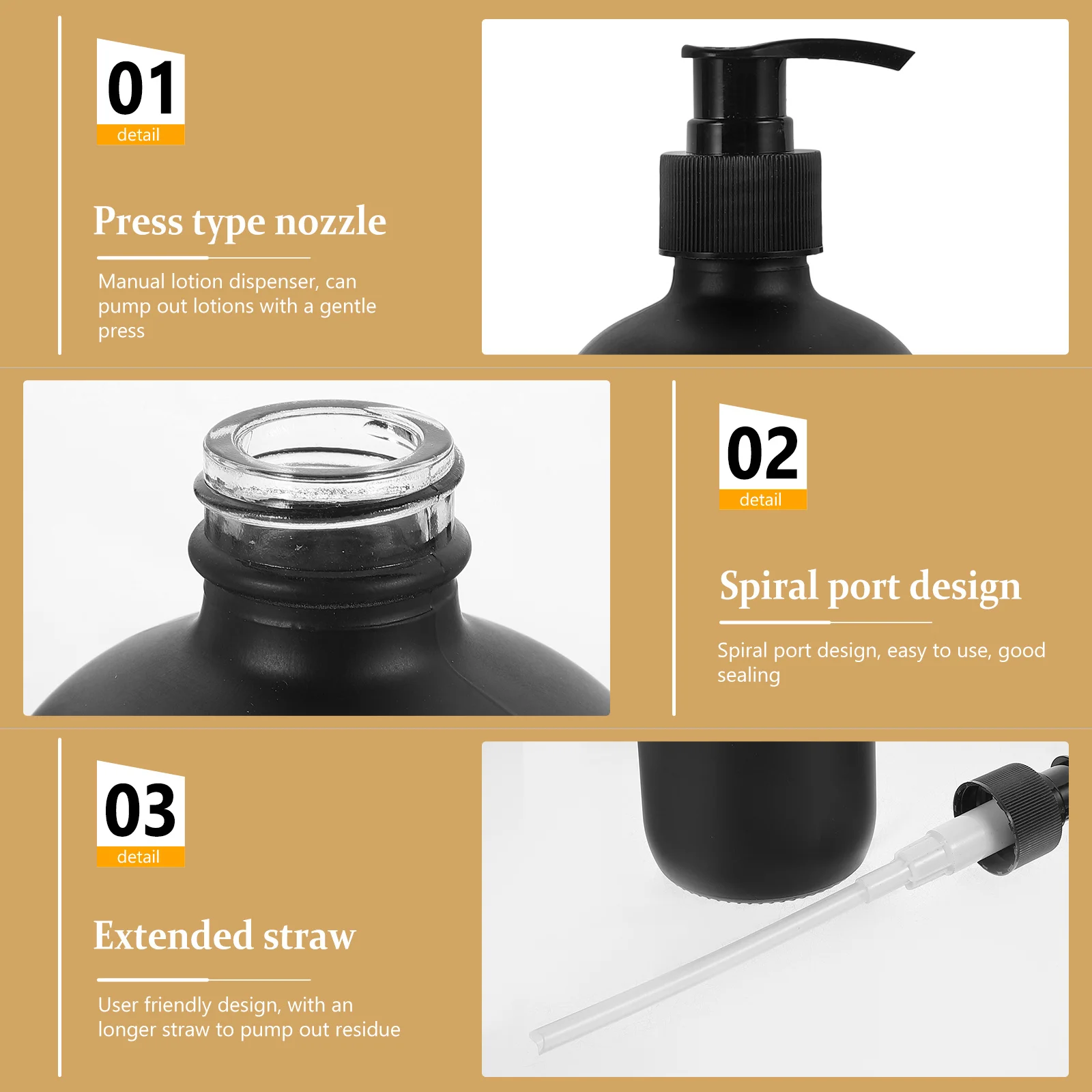 

2Pcs Refillable Glass Pump Bottle Dispenser for Lotion Soap Shampoo Hand Soap Container Bathroom Supply