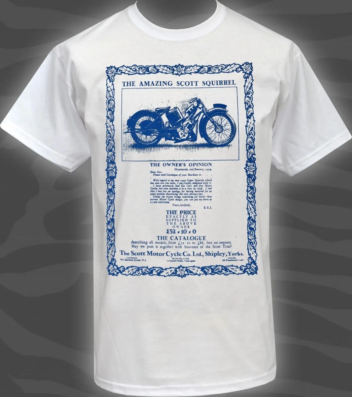 MENS RETRO T-SHIRT  SQUIRREL VINTAGE MOTORCYCLE ADVERT MOTOR BIKE S-5XL