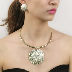 MANILAI Big Alloy Pendants Necklaces Jewelry Set Women Punk Collar Choker Circle Metal Earrings Torques Statement Fashion Sets