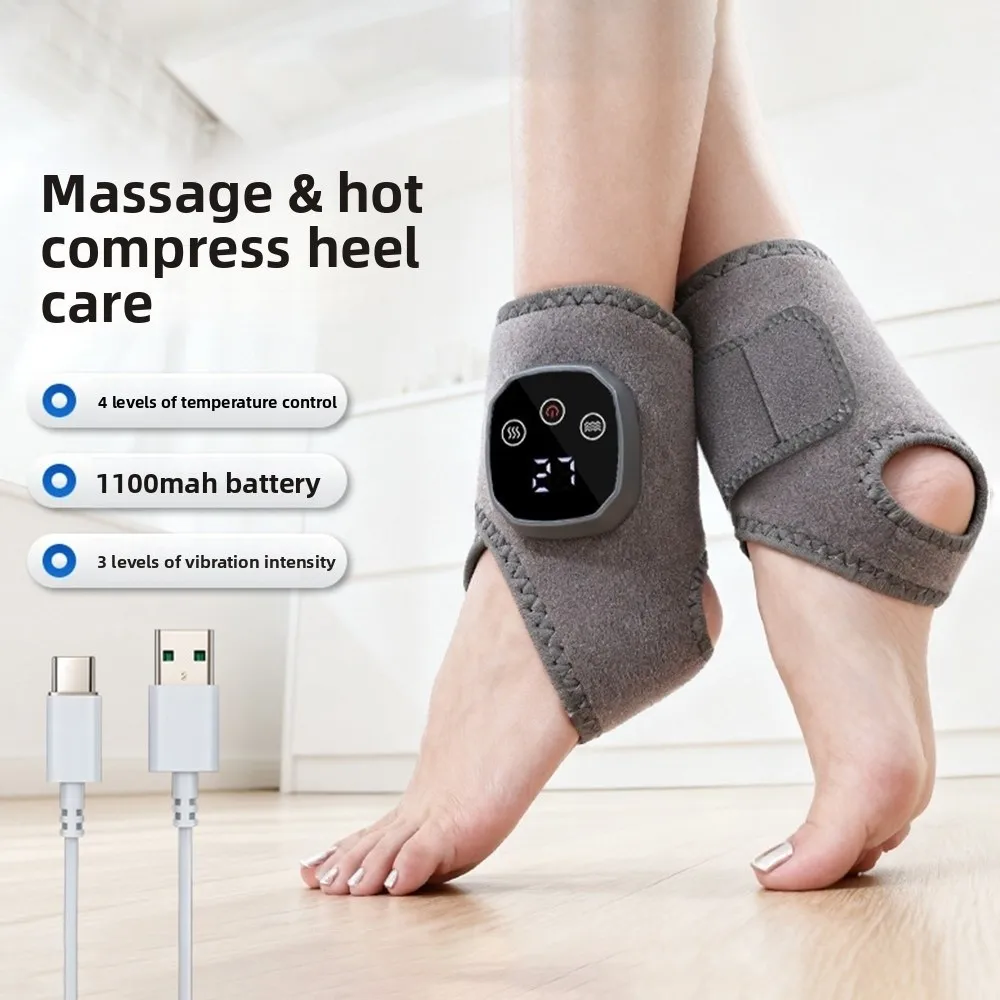 Electric Heat And Vibration Ankle Massager 3 Vibration Modes 4 Heat Levels Foot Massager Infrared Hot Compress Cordless Design
