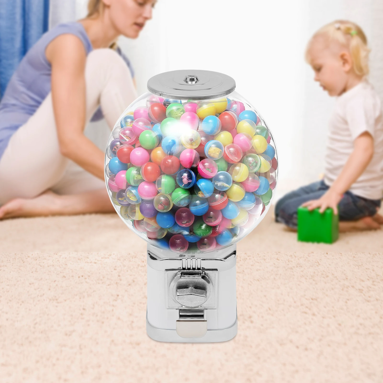 เครื่องจ่าย Gumball อิสระ Bubble Classic Gum Coin Bank ของเล่นเด็ก W/Keys