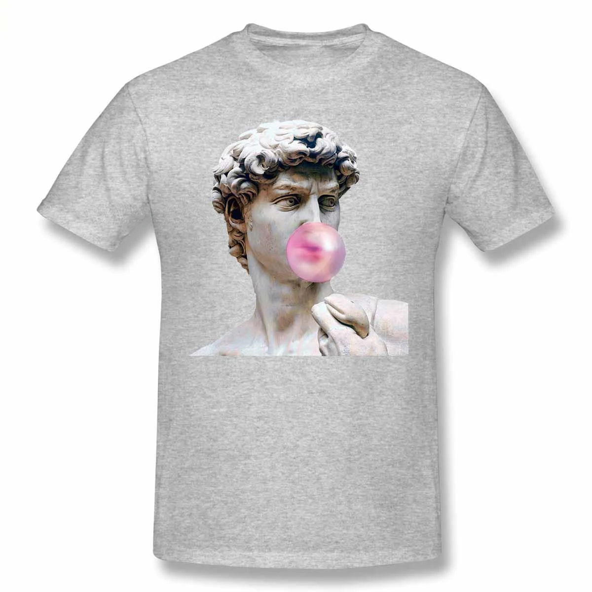 heavyweight Informal New Arrival Marble Sculpture Art, Statue Of David Blowing Pink Gum Funny Man's Cotton Summer Graphics Tee