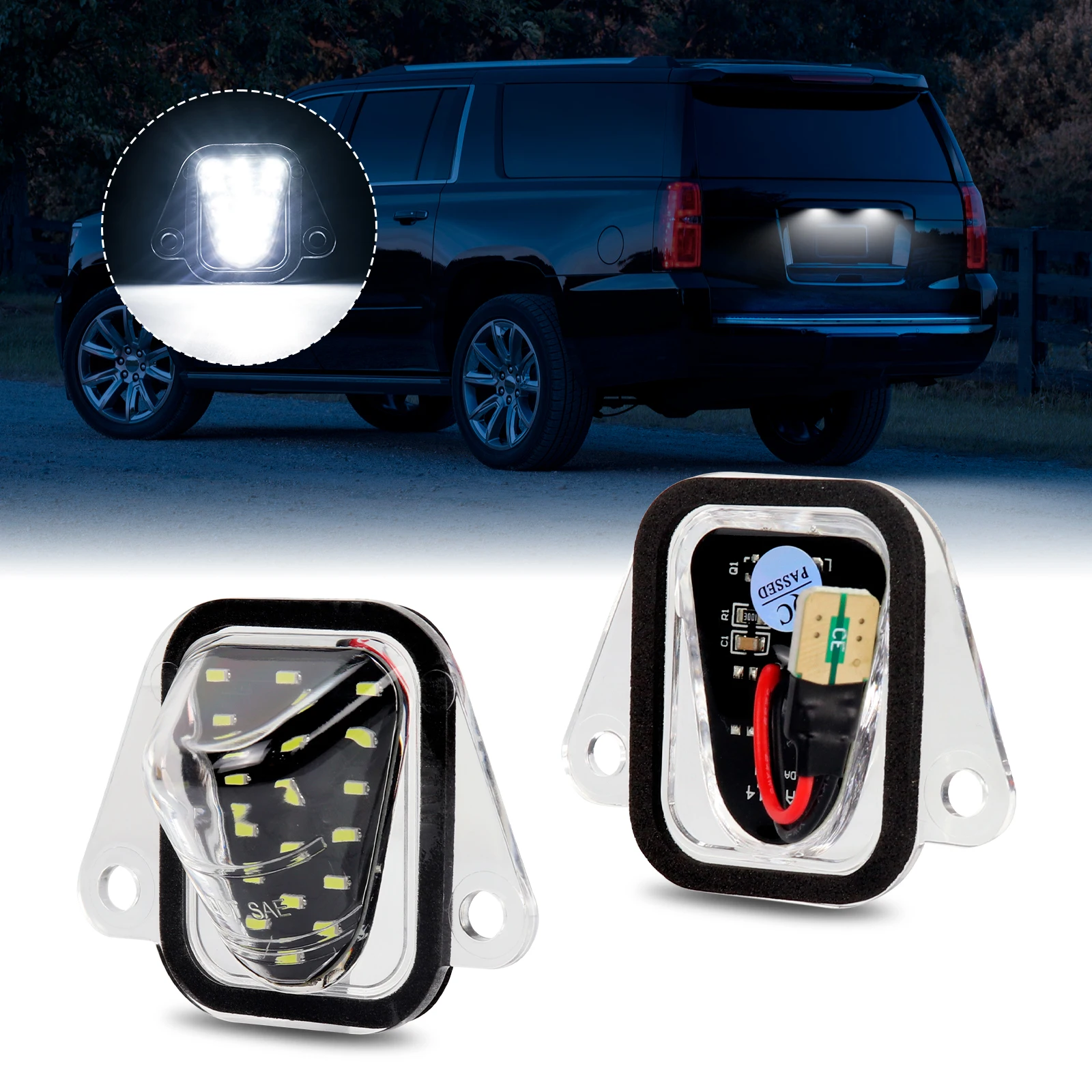 

2pcs LED Number License Plate Light For Chevy Tahoe Suburban 2007-2014 GMC Yukon Cadillac Escalade ESV Replacement OEM 25778786
