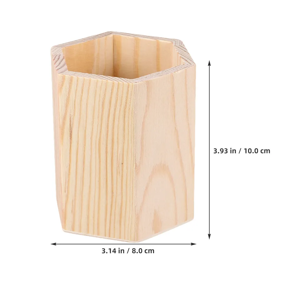 6Pcs Pine Wood Pen Pot Desk Organizer Wooden Pencil Holder Desktop Storage Case Makeup Brush Holder Office School