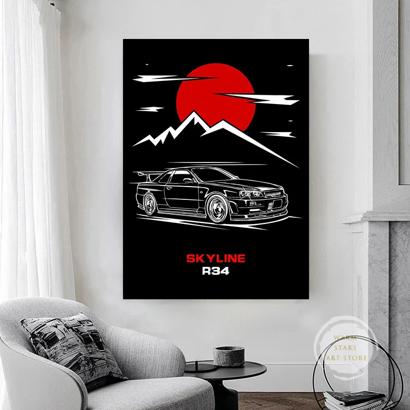 Nissan Skyline GTR Posters Mazda RX 7 Japanese Car Posters and Prints Canvas Painting Wall Art Pictures Living Room Home Decor