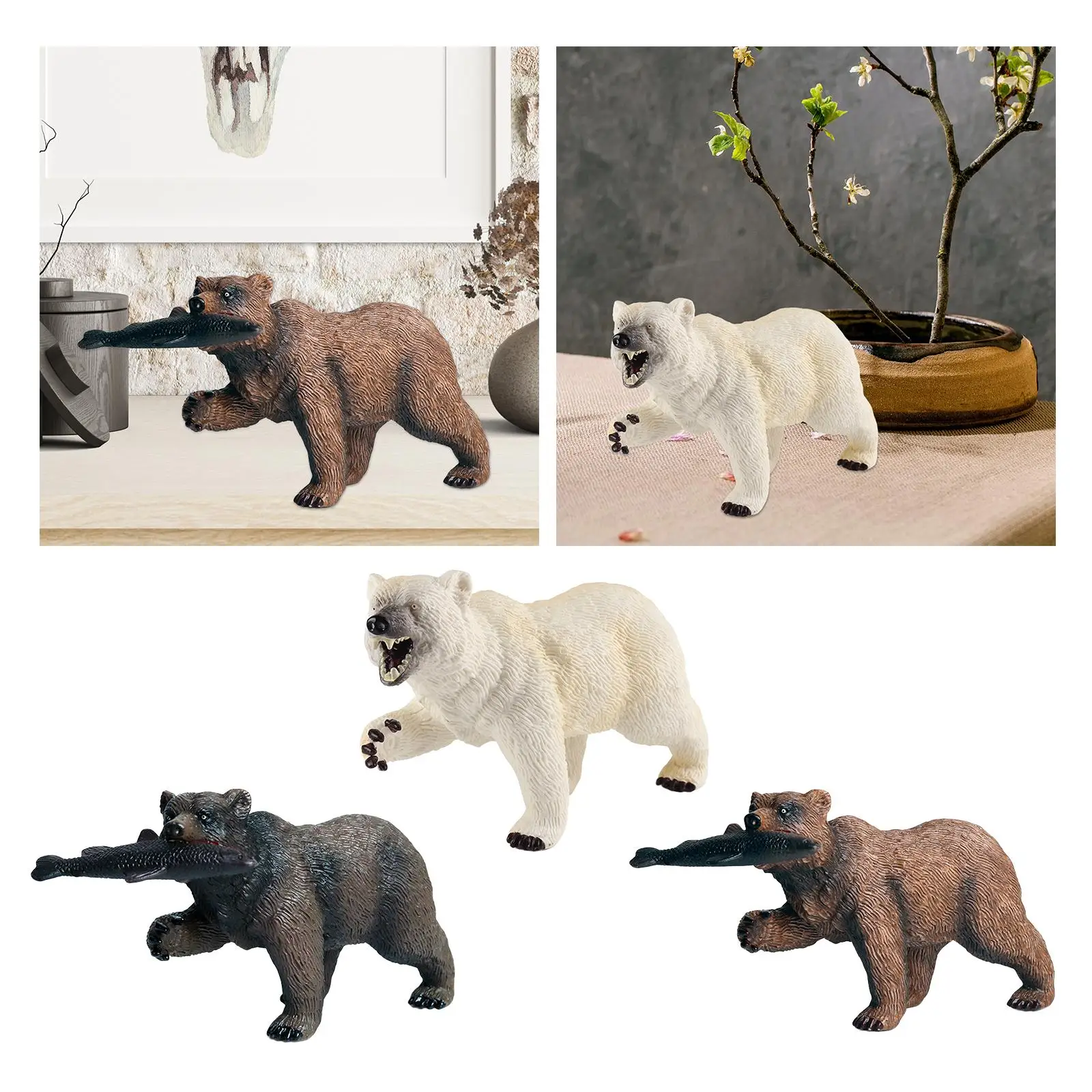 

Realistic Bear Toy Party Favors Animal Statue Educational Cake Topper Learning