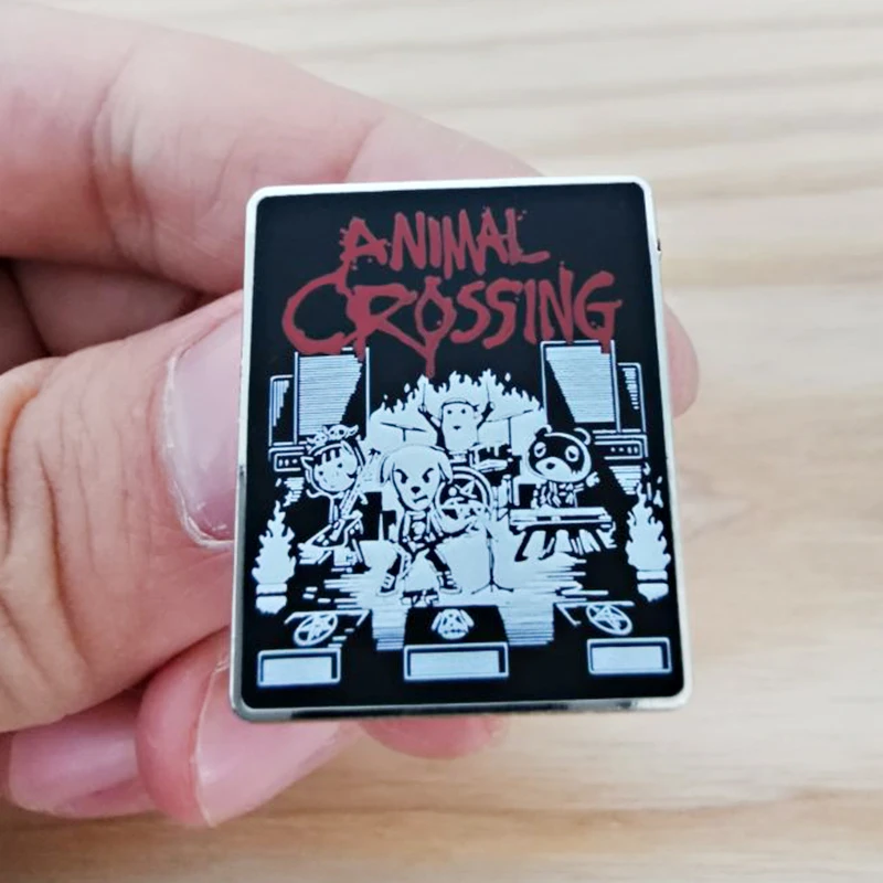 Animal crossing Rocking with my band enamel pin funny game badge jewelry accessories
