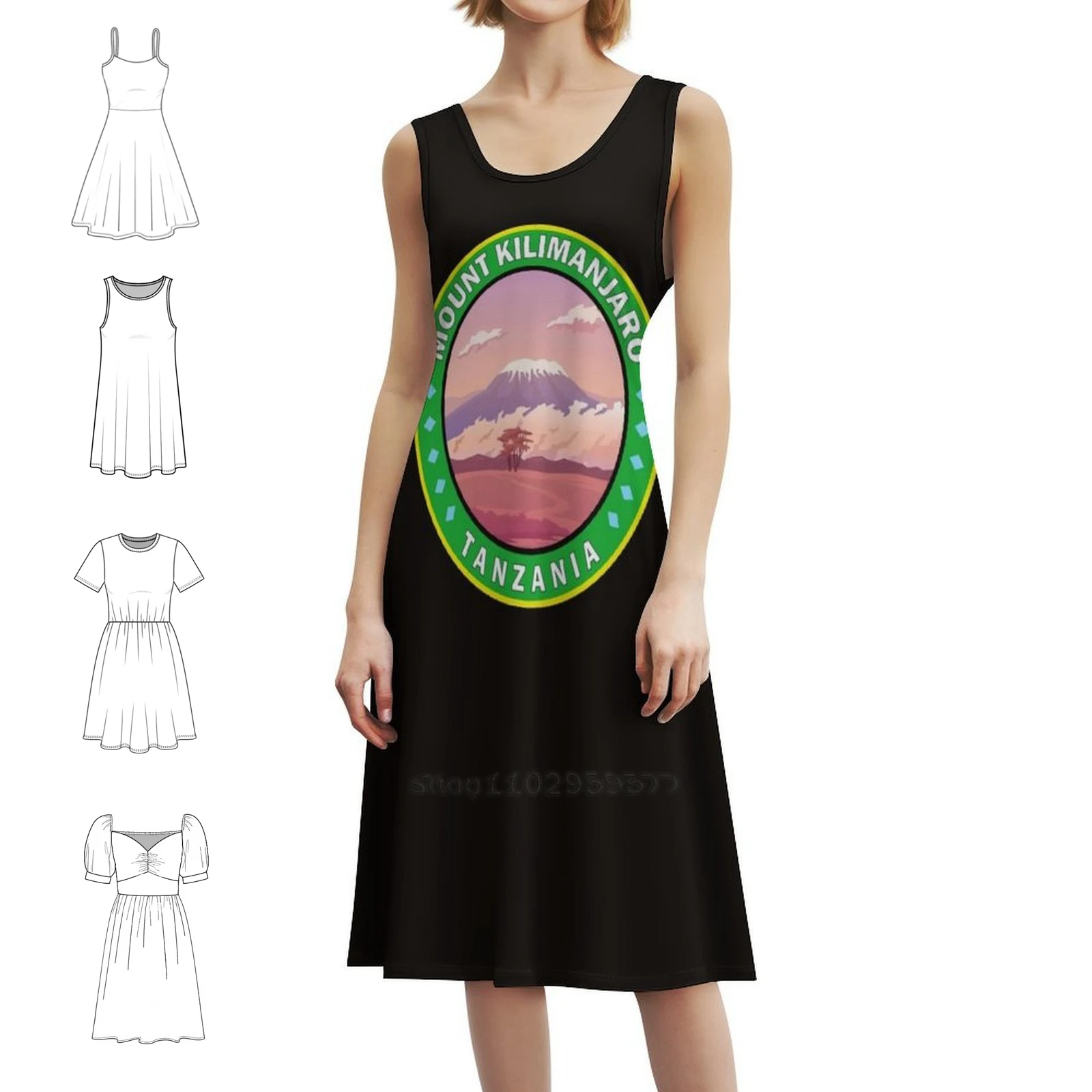 

Гора Килимманджаро Танзания Африка Круглый значок Цветочный халат Платье для женщин Весна Лето Повседневное платье для вечеринки Kilimanjaro