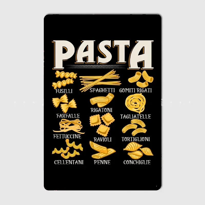 

Pasta Types Poster Metal Sign Club Tin Custom Bar Bedroom Indoor Decor Posters Home Wall Decor Room Decoration