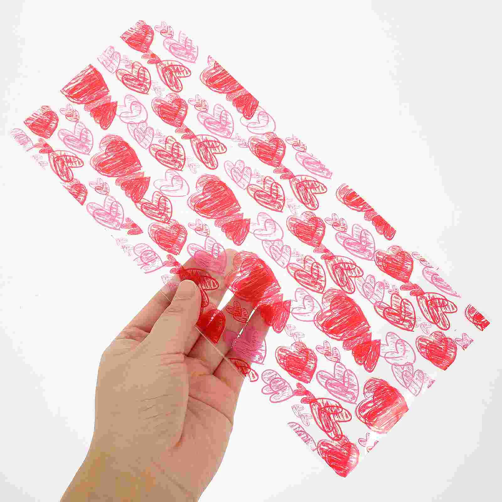 100 Pcs Cellophane Candy Bags Plastic Festival Goodies Love Packaging Valentine Day Party Gift Wrapping