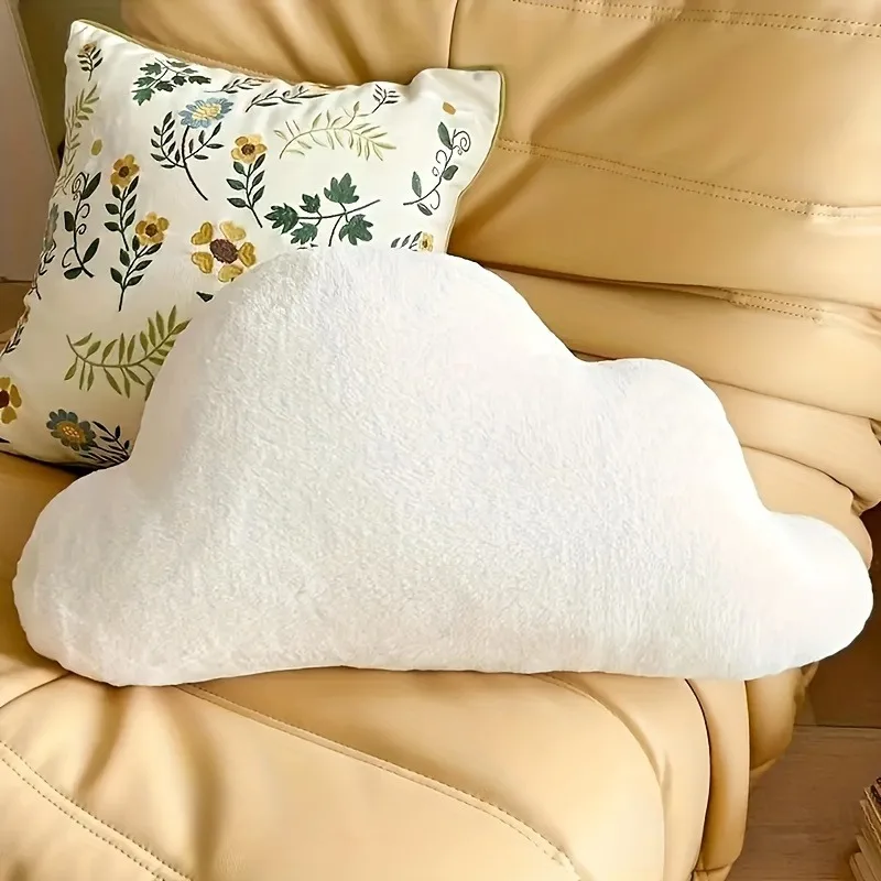 

1pcs Backrest Cloud Bed Cushion Solid Color Bed Head Pillow Special Shape Rabbit Plush Pillow Sofa High-end Feeling