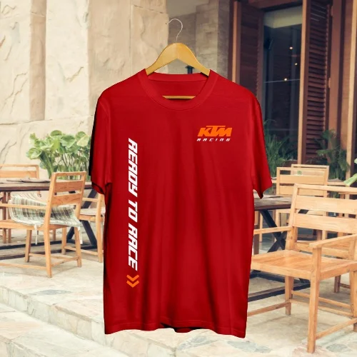 Men's 100% Cotton KTM Racing Vertical Ready To Race T-Shirt Summer Casual Daily Wear Biker Gift Short Sleeve Graphic Tee