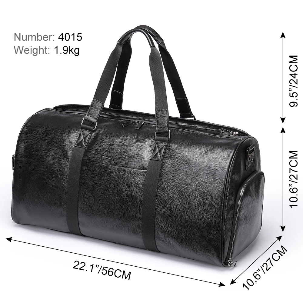 WESTAL 100% Genuine Leather Traveling Bag for Men Folding Bag For Travel Bag Hand Luggage Large Capacity Weekend Bag Duffle 4015