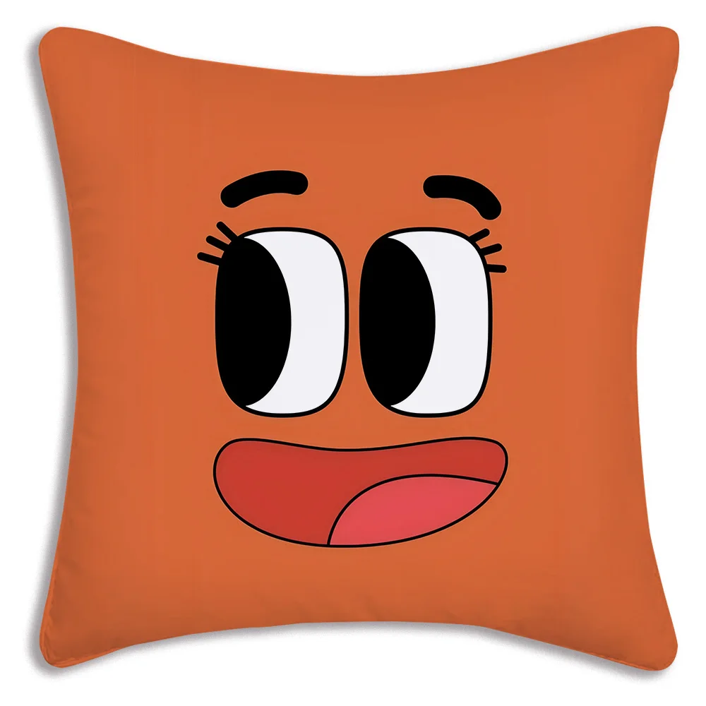 Animation Amazing World Gumball Pillow Covers Cartoon Sofa Decorative Home Double-sided Printing Short Plush Cute Cushion Cover