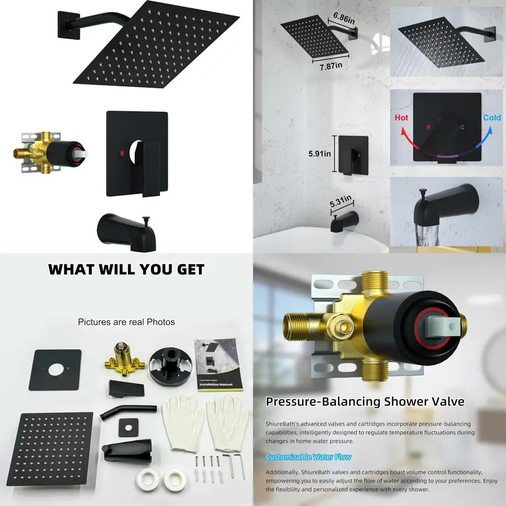 

Single-Handle Tub and Shower Faucet Set with 8-Inch Rain Shower Head, Tub Spout, and Valve for Modern Bathroom Upgrade