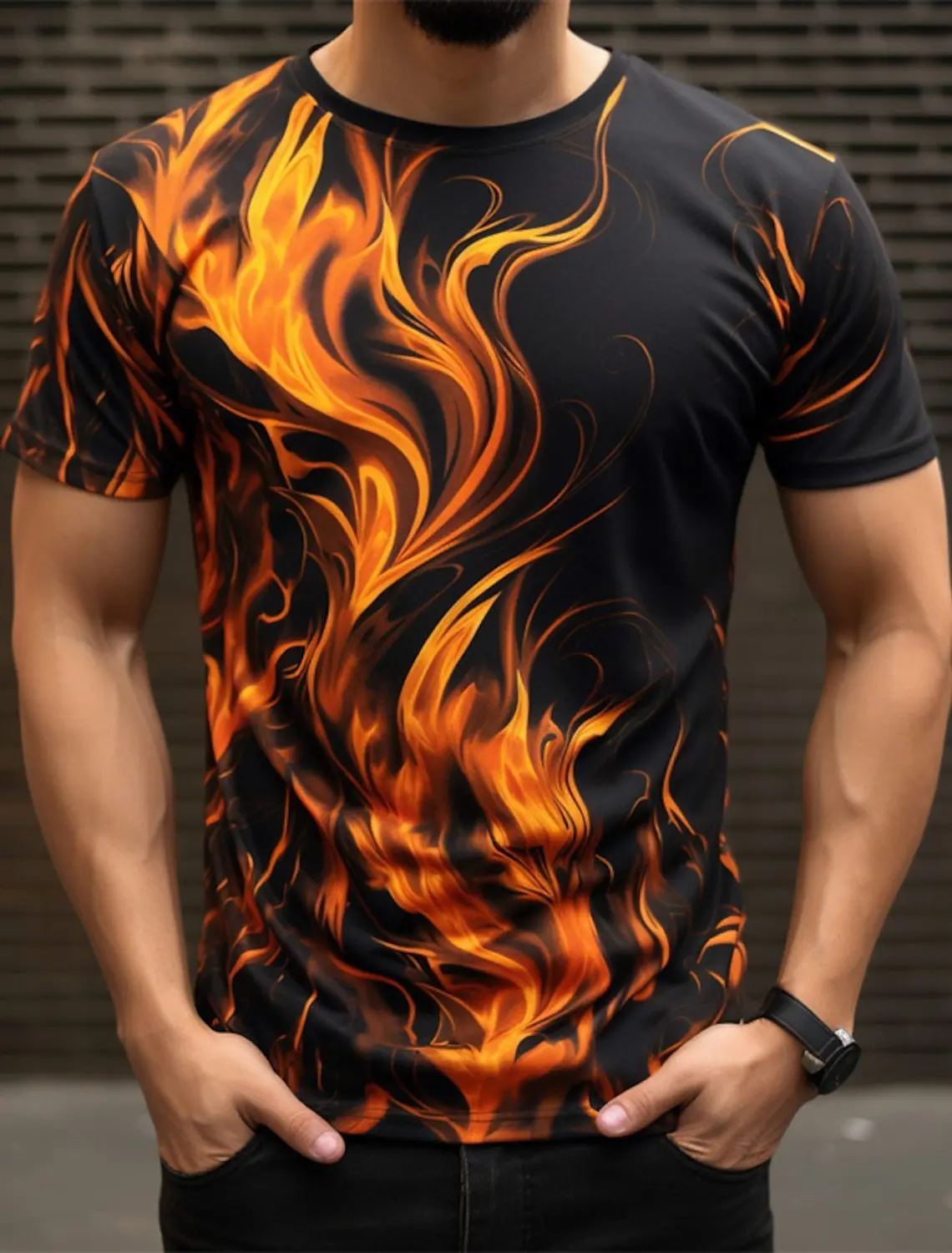 Fashion Men\'s Trend T-Shirts Short Sleeve Flame Series 3d Printed Street T Shirt 6XL Plus Size O-Neck Casual Tops