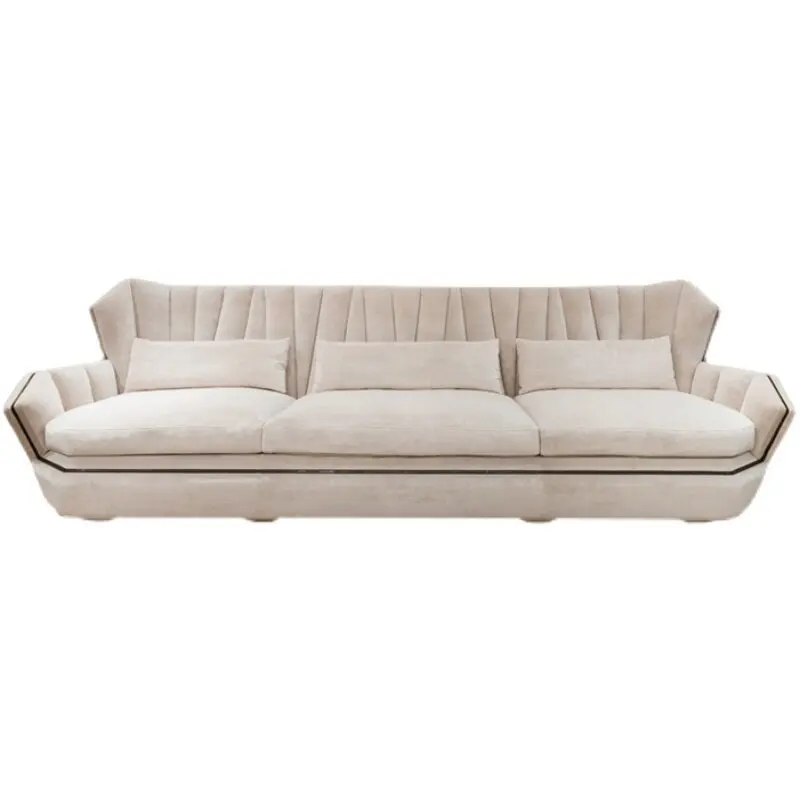 Italian simplicity, living room leather sofa, high-end straight row sofa, combination furniture
