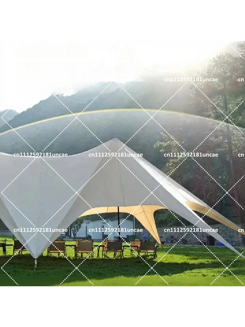 Outdoor 15M Summer Canopy Stretch Star Shaped Beach Sun Shade Tent Straight Bracing Type Event Activity