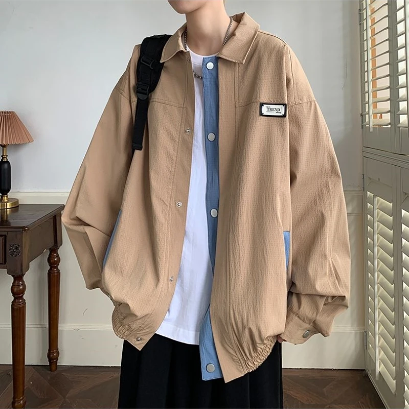 

Мужская весенне-осенняя рабочая одежда, повседневная свободная удобная простая куртка больших размеров, свободная и щедрая молодежная куртка