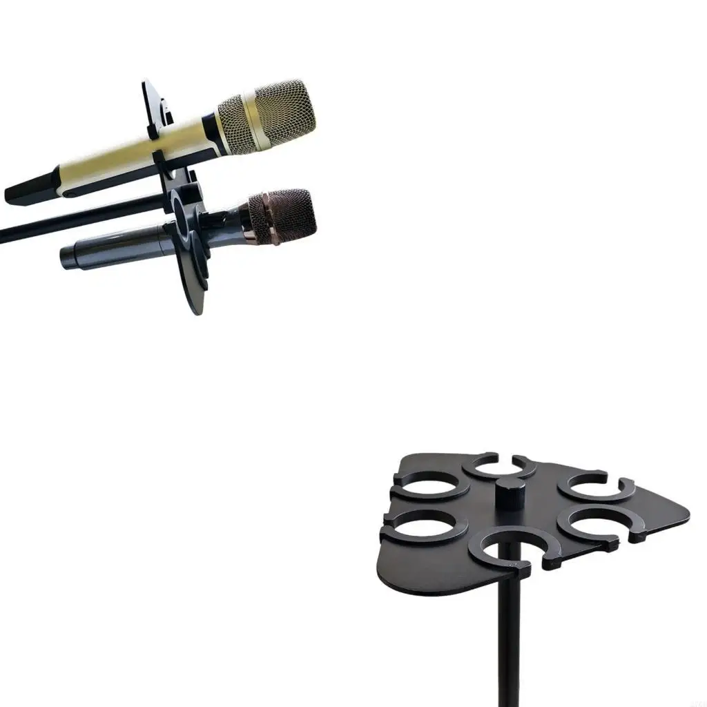  Metal On-Stage Multi Mic Holder Microphone Stand Tray with Scratch Protections for Stage Performances Easy Access Design