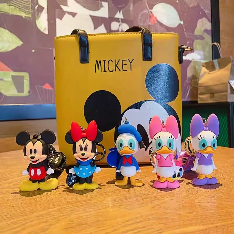 

Disney Mickey Mouse Keychain Decoration Donald Duck Anime Figures Q Figural Car Key Bag Decoration Model Children Birthday Gifts