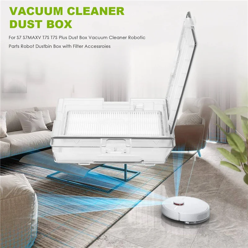 

-ABLP For Roborock S7 S7MAXV T7S T7S Plus New Dust Box Vacuum Cleaner Robotic Parts Robot Dustbin Box With Filter Accessroies