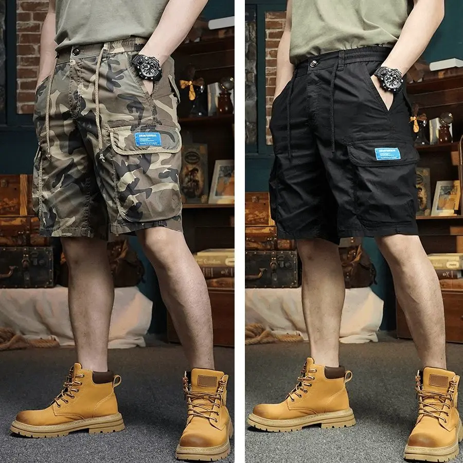 

Summer Overalls Men's Casual Pants Loose Trendy Brand Pants Multi-pocket Outdoor Locomotive Camouflage Pants Shorts Cargo Shorts