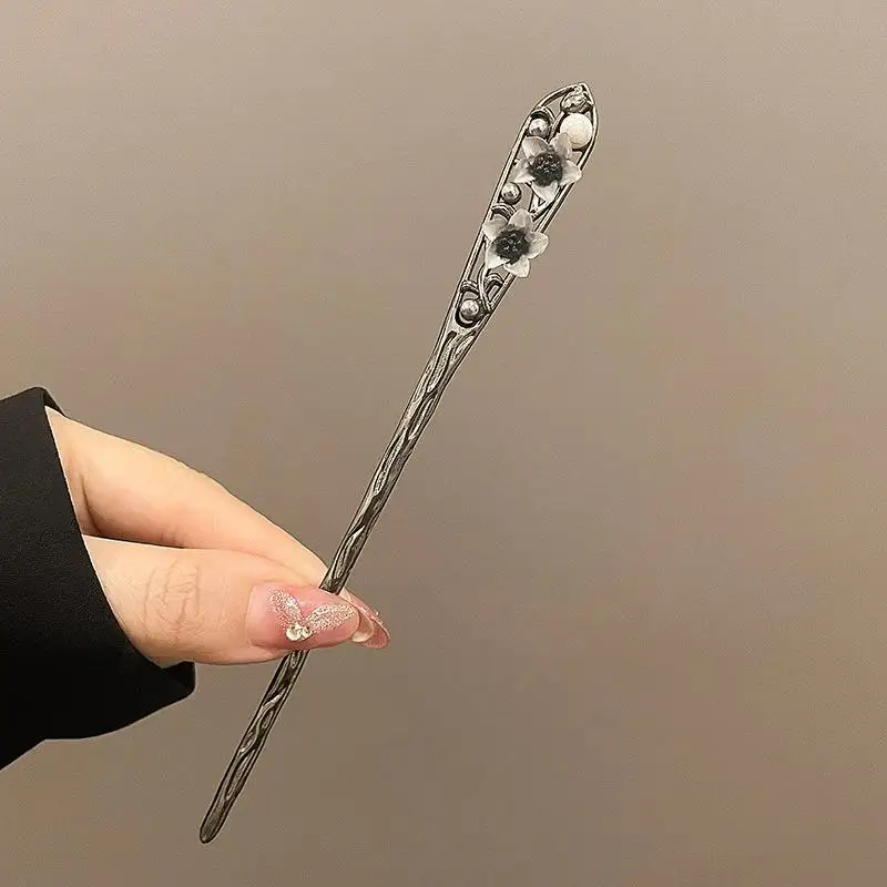Retro Chinesischer Tuschblumen-Haarnadel mit Quaste, Eleganter Pferdeschwanzhalter, Cheongsam Hanfu Haaraccessoire – Detail 5