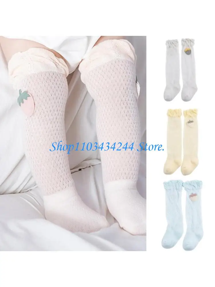  Infants Toddlers Knee High Socks Embroidery Strawberry Socks Hollow Stockings