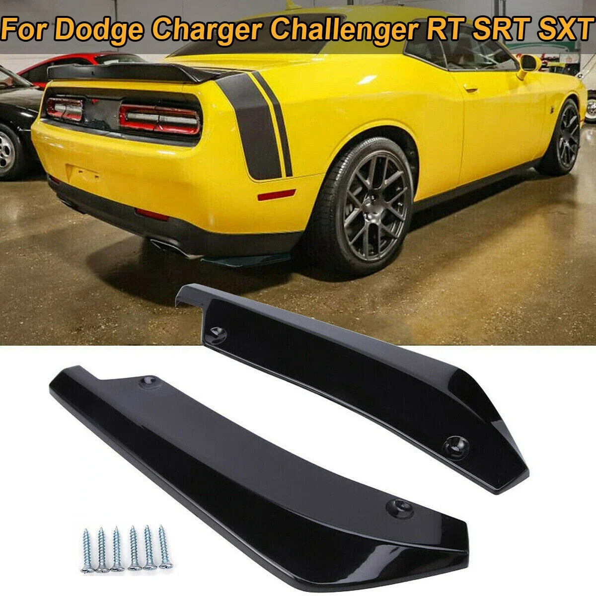 40cm Rear Bumper Splitter Side Spoiler Diffuser Canards Apron Universal For Dodge Charger Challenger RT SRT SXT Car Accessories