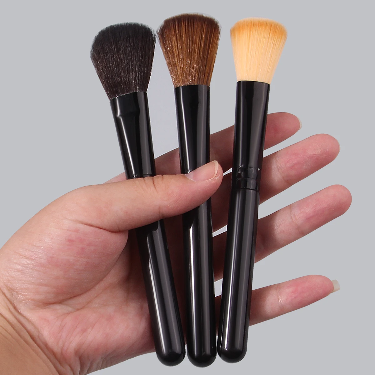 3 piezas de brocha para polvos suaves, brocha para colorete, brocha para contensiones, brocha de maquillaje portátil y amigable para principiantes, herramientas de belleza