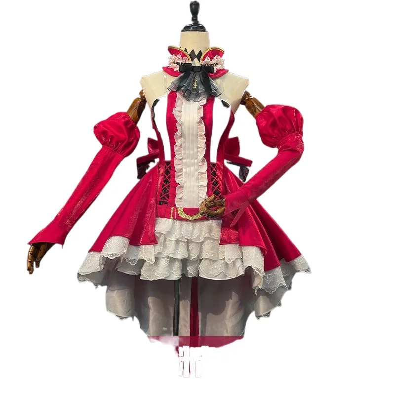 Customized Anime Fate/Grand Order Cos Tristan Fairy Knight Cosplay Initial Elegant Lolita Red Dress Female Costume