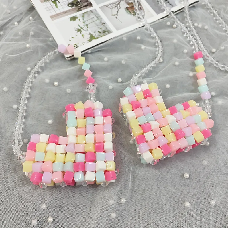 Cute Girls Princess Crossbody Bags fai da te in rilievo tessuto Jelly Heart portafoglio per ragazze portamonete Tote Kawaii Baby Mini borse a mano