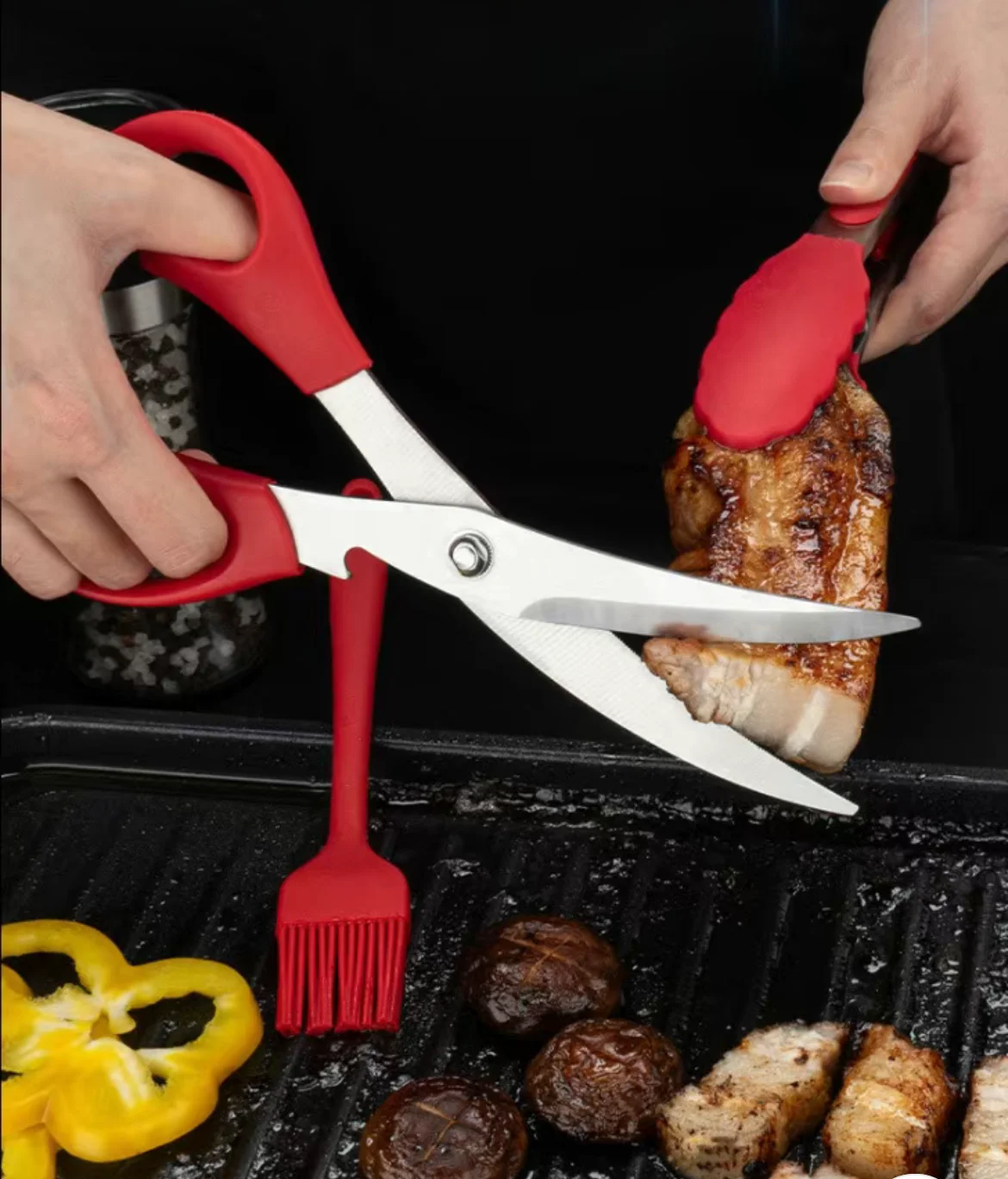 Silicone brush Korean barbecue scissors Kitchen barbecue sandwich meat cooking utensils multifunctional food clip accessories