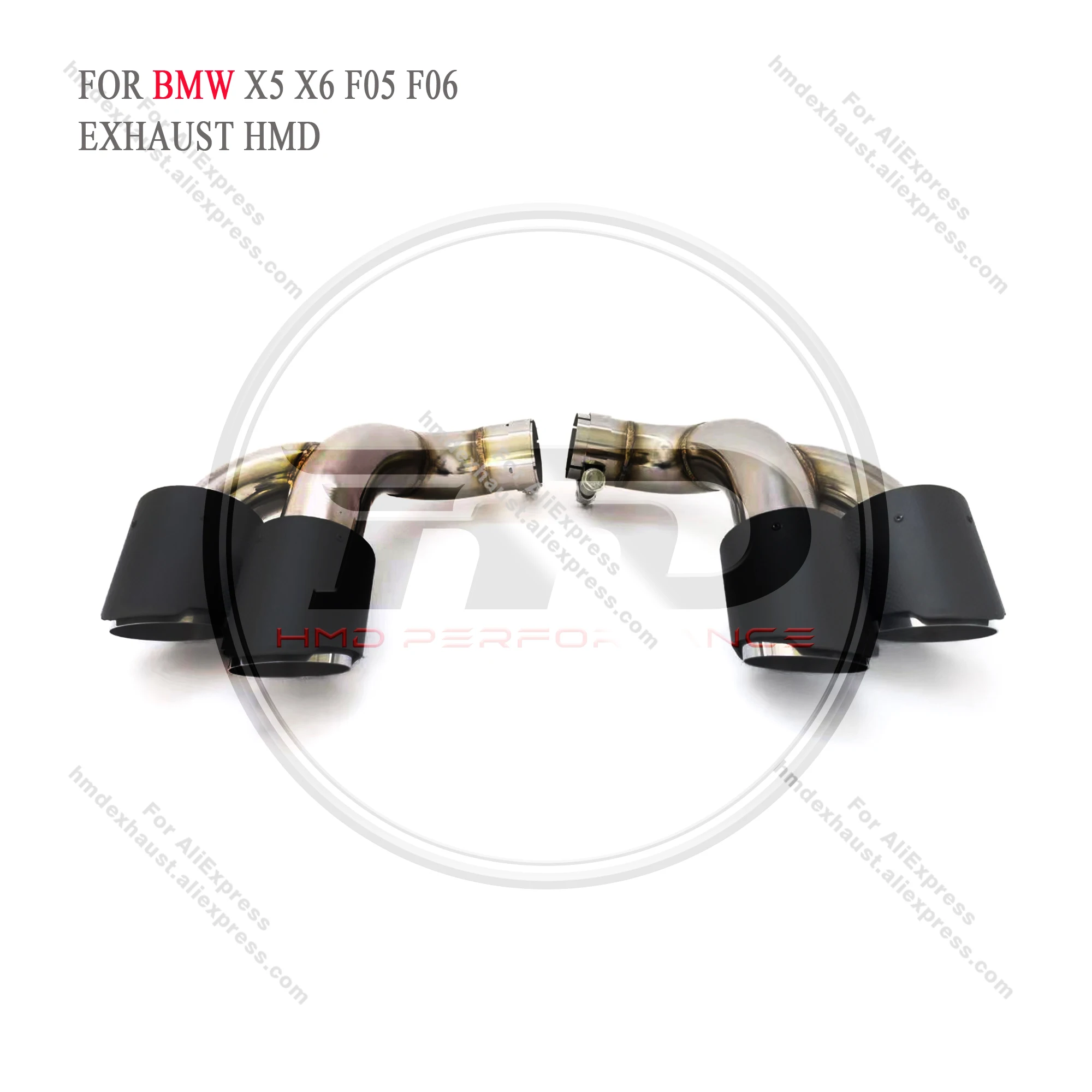 HMD Exhaust TIps For BMW X5 X6 F05 F06 Four Tips Carbon Fiber Material Chrome Plated Material