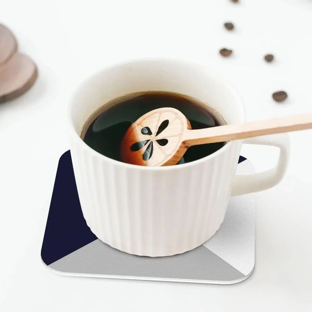 Tricolor Navy Blue Silver Gray And White Coasters Kitchen Placemats Cup Coffee Mats For Decor Home Tableware Pads Set of 4