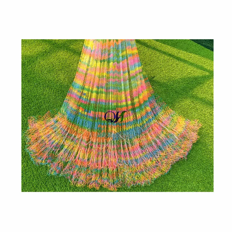 

Pure Handmade Colorful Pe Fishing Cast Net with Big Pockets