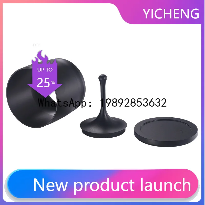 

Aluminum alloy coffee powder cup with lid, anti-flying cloth powder cup, large diameter handle powder cup suit