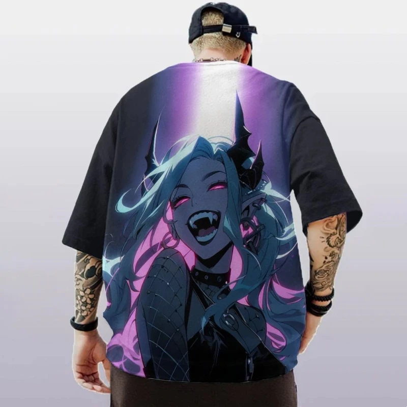 2024 Summer Men's T-Shirts 3D Sexy Beauty Print Casual Street Trend Anime Character Tee Top Loose Oversized Short Sleeve T Shirt view 6