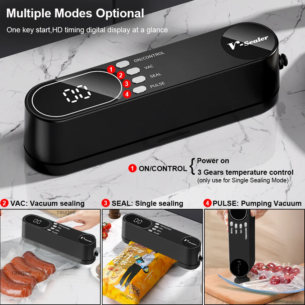 فراغ السدادة متعددة الوظائف اللاسلكية الغذاء حزمة حقيبة الحرارة السدادة USB قابلة للشحن البسيطة التلقائي الغذاء فراغ آلة الختم