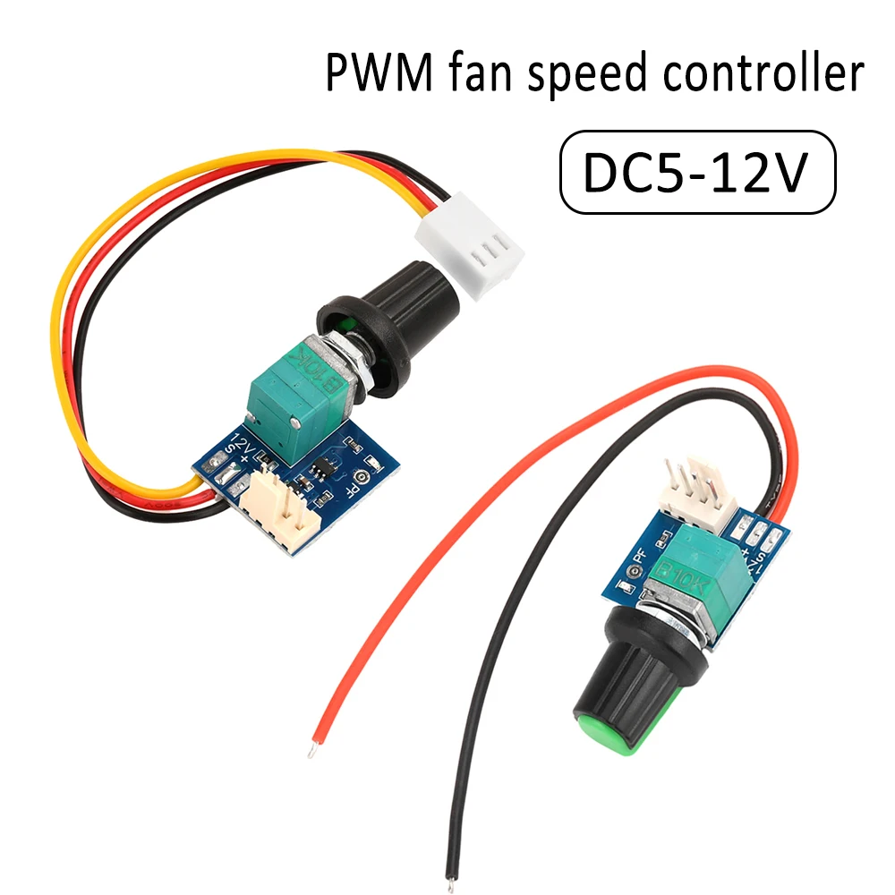 DC5-12V Manual Four-Wire PWM Fan Speed Motor Controller Board With Knob Switch Governor Module Noise Reduction Can Be Shut Down