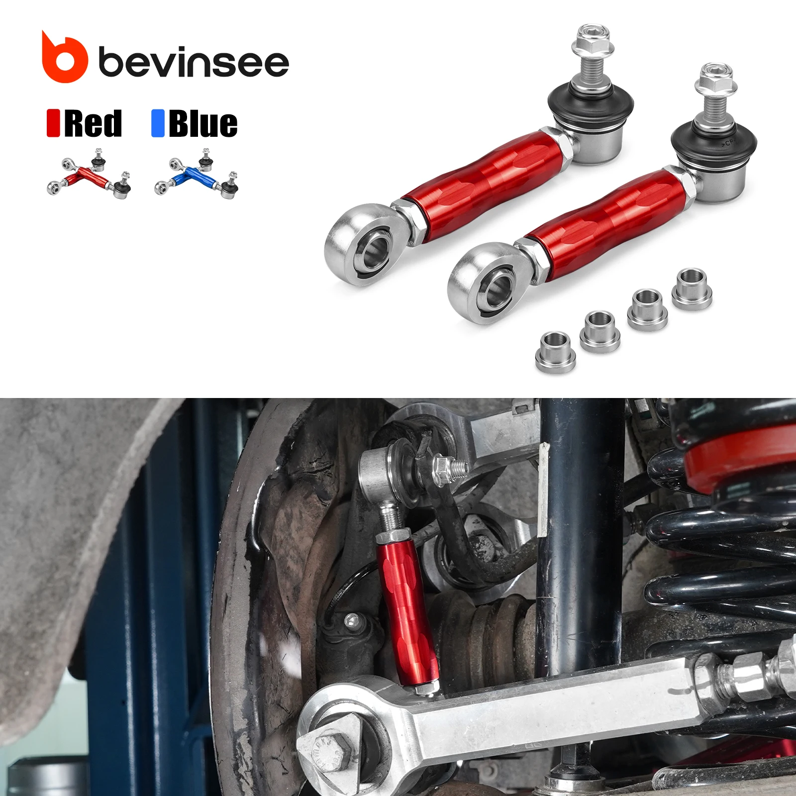 BEVINSEE Adjustable Rear Sway Bar End Links for BMW E90 E92 E87 E91 E93 E81 E82 E88, Replace for 33556764428, 33 55 6 764 428