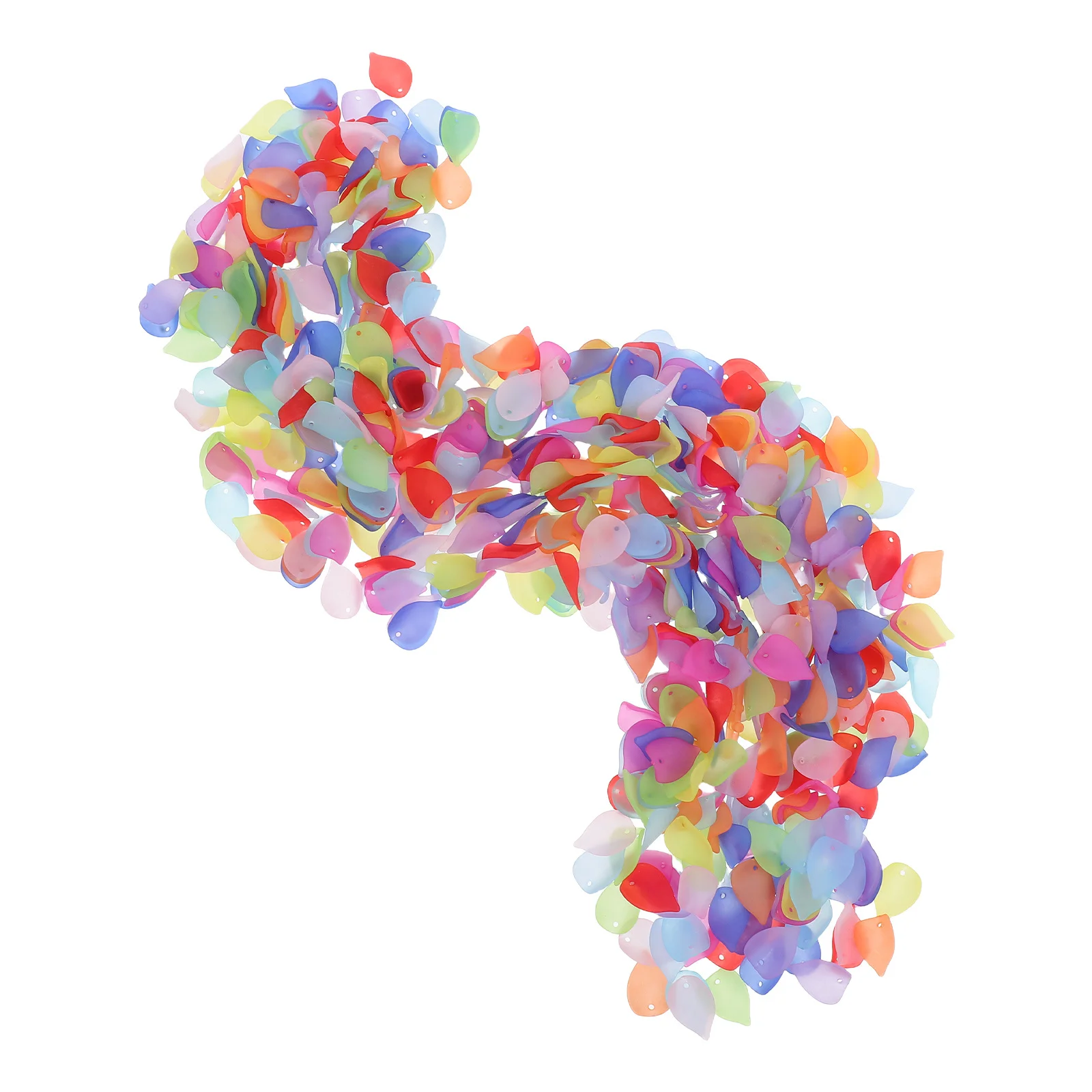 

560Pcs Plastic Petals Bright Mixed Colors Frosted Leaf Large Hole for Jewelry Making DIY Hair Accessories Wedding Decoration