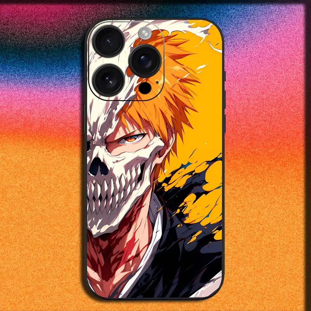 B-Bleach K-Kurosaki Ichigo Funda de teléfono para iPhone 17,16,15,14,13,12,11,Pro,Max,Plus,E,SE4,Air,Mini Funda negra